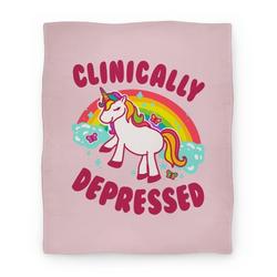 Movie Anime Clinically Depressed Unicorn Premium Fleece Sherpa Blanket Perfect Gifts For Family On Christmas