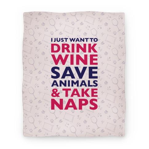 Movie Anime Drink Wine Save Animals Take Naps Premium Fleece Sherpa Blanket Perfect Gifts For Family On Christmas blanket50fl whi z1 t drink wine save animals take naps