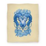 blanket50fl whi z1 t flowery ram skull