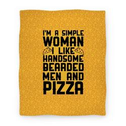 Movie Anime I'm A Simple Woman I LIke Handsome Bearded Men And Pizza Premium Fleece Sherpa Blanket Perfect Gifts For Christmas