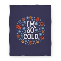 Movie Anime I'm So Cold (Leaves and Snow) Premium Fleece Sherpa Blanket Perfect Gifts For Family On Christmas
