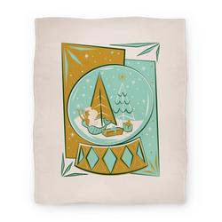 Movie Anime Mid-Century Modern Mermaid Holiday Snow Globe Premium Fleece Sherpa Blanket Perfect Gifts For Family On Christmas
