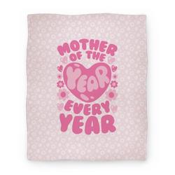 Mother of The Year Every Year Premium Fleece Sherpa Blanket Perfect Gifts For Family On Christmas