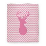 blanket50fl whi z1 t pink chevron stripe deer silhouette