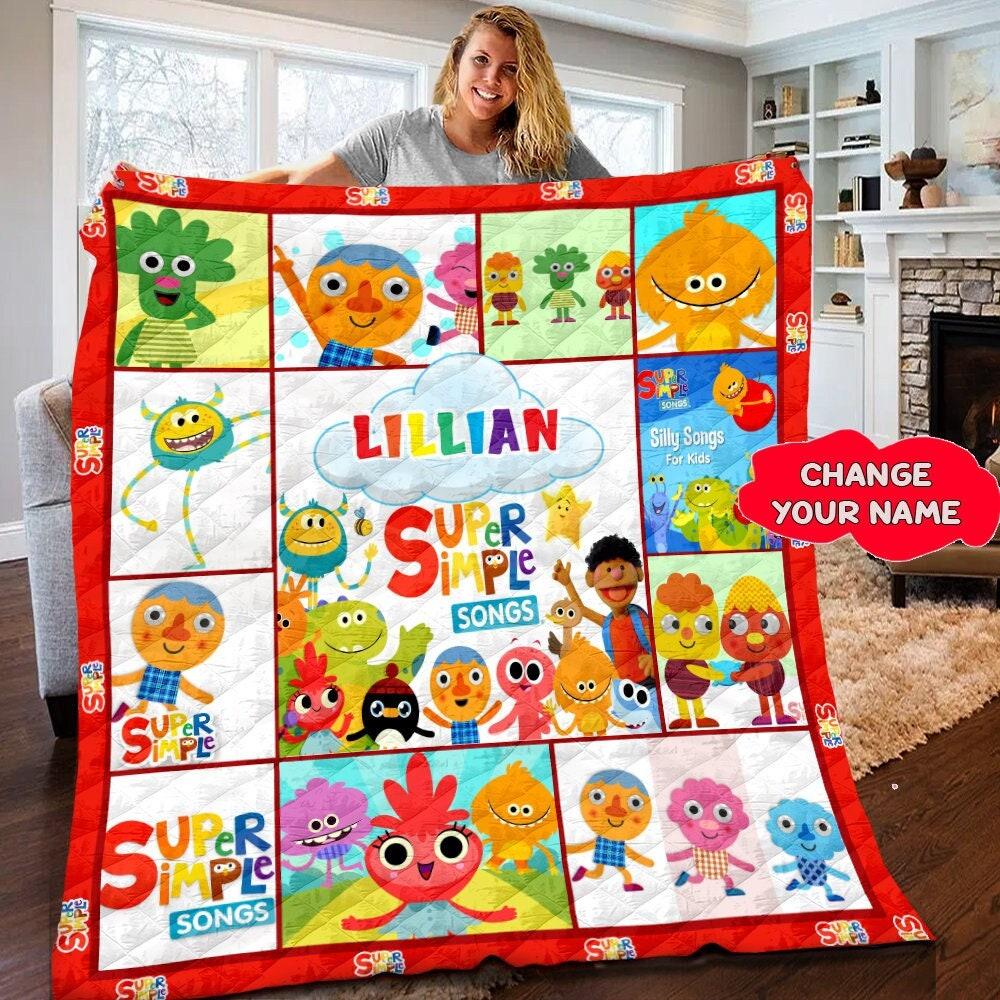 Custom Super Simple Songs Cartoon Quilt Fleece Sherpa Blanket Perfect Gifts For Family On Christmas custom super simple songs cartoon quilt blanket 0