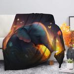 cute baby elephant bedded down in the grass safe and cozy fireflies moonlight premium blanket 0