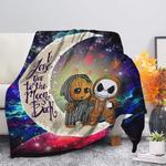 cute baby groot and jack nightmare before christmas love you to the moon galaxy blanket 0