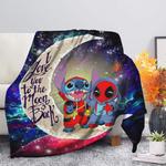 cute deadpool and stitch love you to the moon galaxy blanket 0