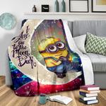cute minions despicable me love you to the moon galaxy premium blanket 0