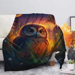 cute owl 2 bedded down in the grass safe and cozy fireflies moonlight premium blanket 0