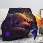 cute puppy 2 bedded down in the grass safe and cozy fireflies moonlight premium blanket 0