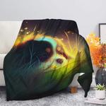 cute puppy bedded down in the grass safe and cozy fireflies moonlight premium blanket 0