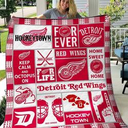NHL Detroit Red Wings NHL Ice Hockey Sports Lover Quilt Fleece Sherpa Blanket Perfect Gifts For Family On Christmas