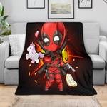 funny chibi deadpool and unicorn premium blanket 0