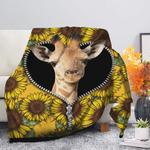 giraffe sunflower zipper premium blanket 0