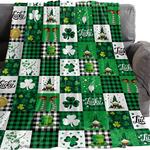 green buffalo plaid st patrick s day clover gnomes blanket 0