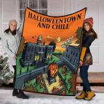 halloweentown and chill halloween pumpkin blanket 0