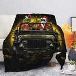 jack nightmare before christmas and grinch ride jeep moonlight hallowwen premium blanket 0