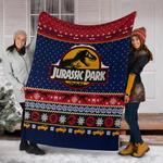 jurassic park ugly christmas custom blanket home decor 0