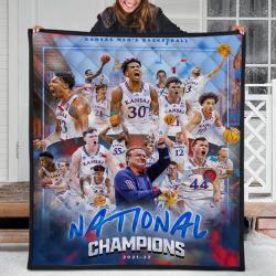 NFL KU Championship 2022 Kansas University Basketball Fleece Sherpa Blanket Perfect Gifts For Family On Christmas