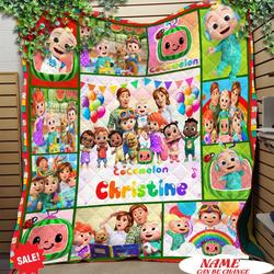 Music Personalized Cocomelon Birthday Quilt Fleece Sherpa Blanket Perfect Gifts For Family On Christmas