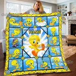 personalized tweety bird birthday theme fleece blanket 0