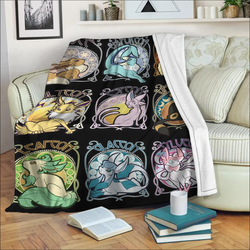 Anime Pokemon Eevee Evolution Premium Fleece Sherpa Blanket Perfect Gifts For Family On Christmas