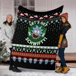 rick and morty lets get schwifty ugly christmas custom blanket home decor 0