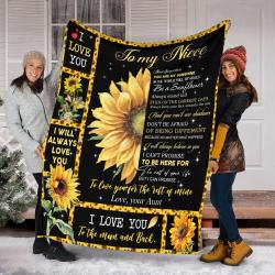 Sunflower To My Niece Love Your Aunt Mother's Day Fleece Sherpa Blanket Perfect Gifts For Family On Christmas