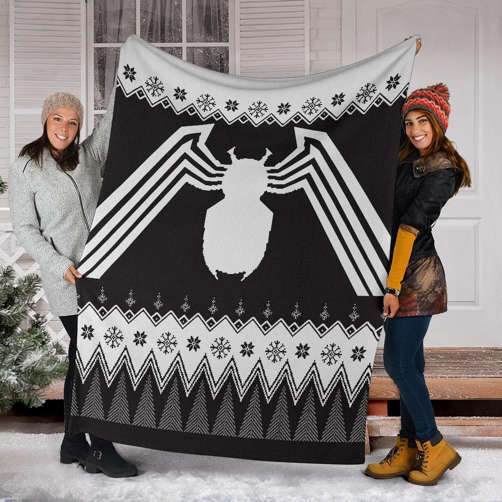 Movie Venom Ugly Christmas Custom Fleece Sherpa Blanket Home Decor Perfect Gifts For Family On Christmas venom ugly christmas custom blanket home decor 0