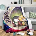 zenitsu and nezuko chibi demon slayer love you to the moon galaxy premium blanket 0